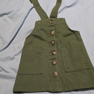 Wonder Nation Olive Green Button-Front Overalls
